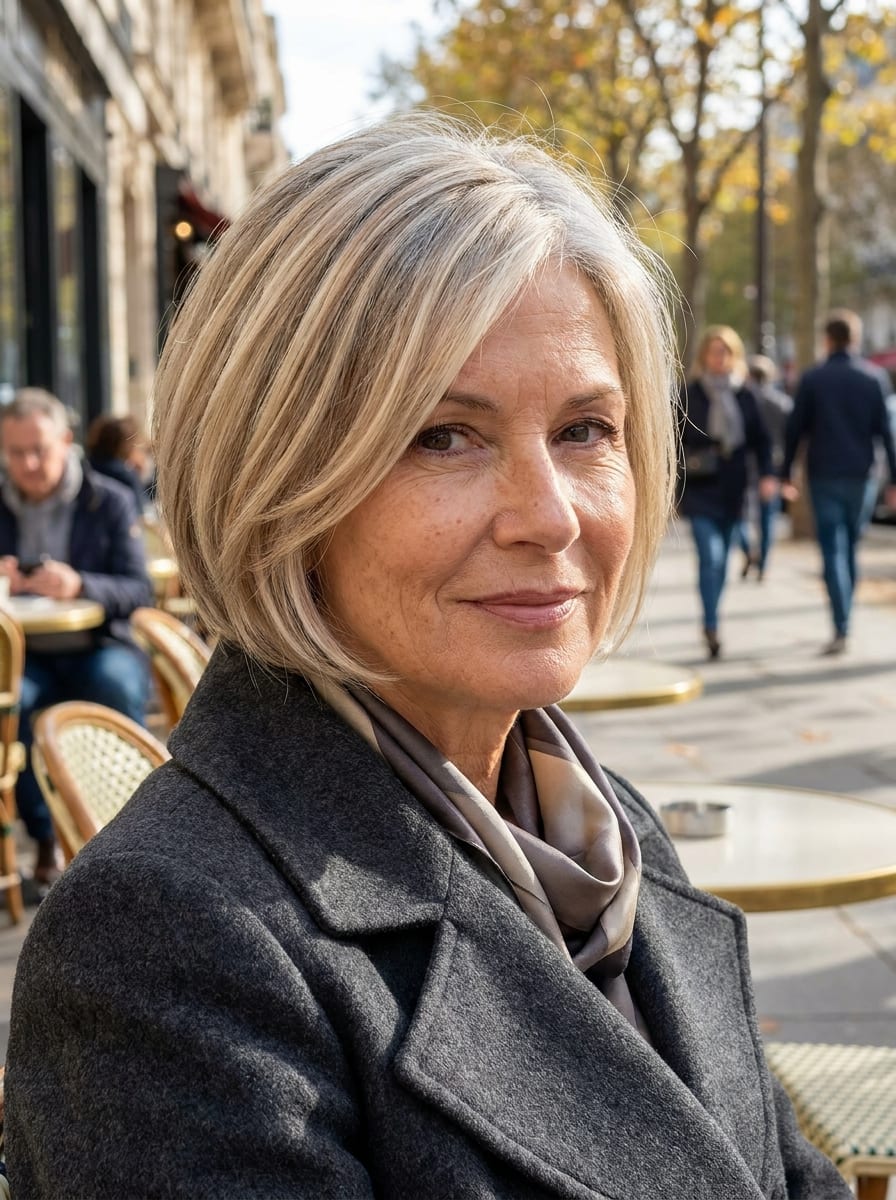 Kurzer blonder Bob ab 50 - Kurzer blonder Bob